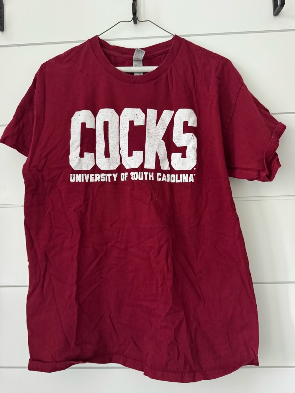 Gildan Garnet University of South Carolina 'COCKS' Graphic Tee